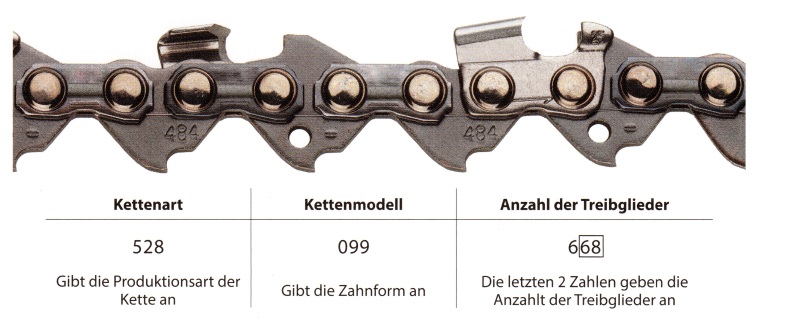 Identifikation Sägeketten